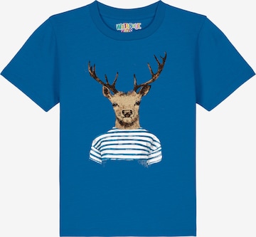 watabout.kids T-Shirt 'Hirsch' in Blau: Vorderseite