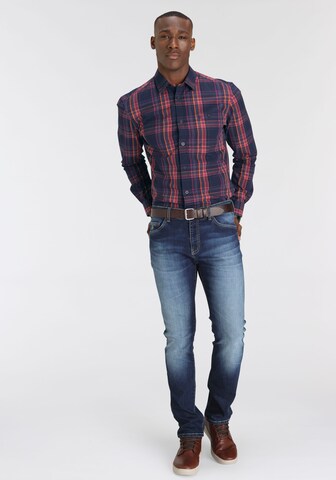 DELMAO Regular fit Button Up Shirt in Blue