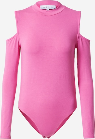 NU-IN Shirt Bodysuit in Pink: front