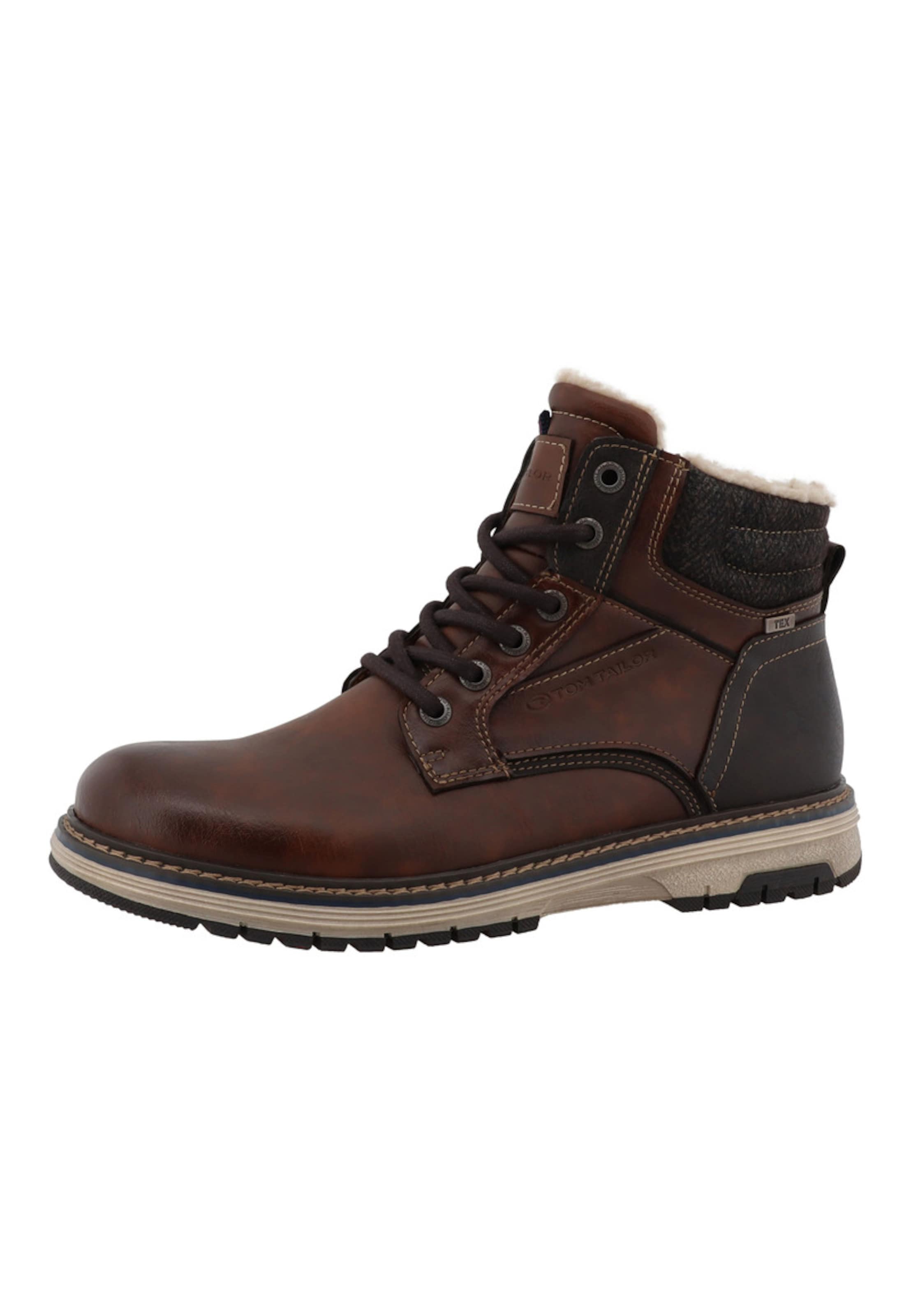 TOM TAILOR - Botas com atacadores em castanho: frente