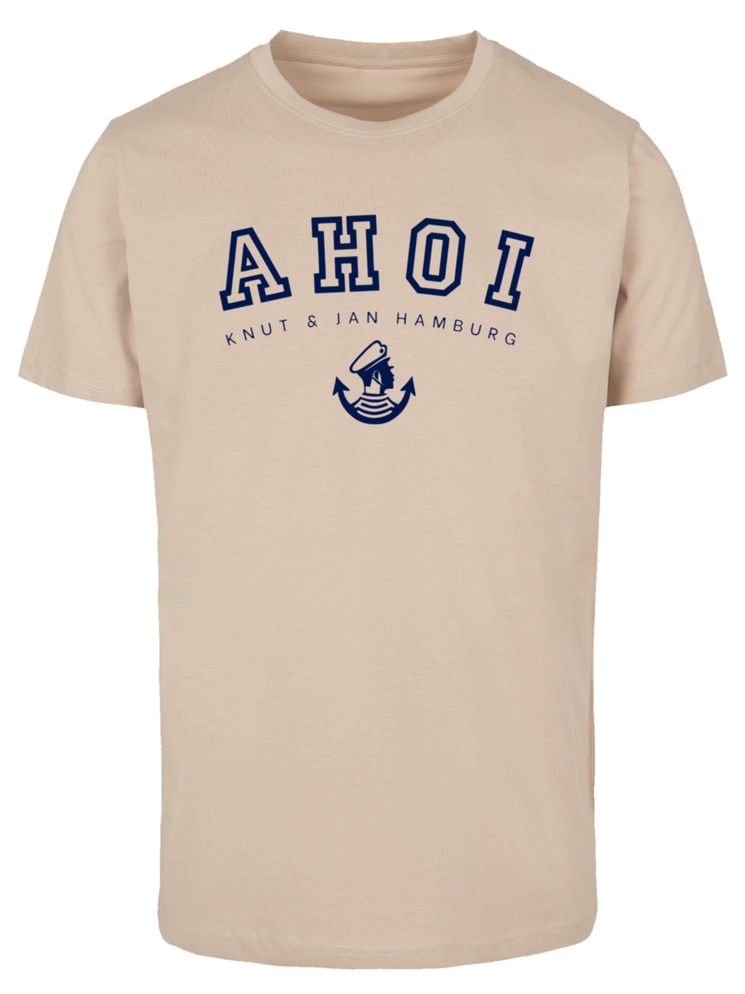 F4NT4STIC Shirt 'Ahoi Knut & Jan Hamburg' in Beige: voorkant