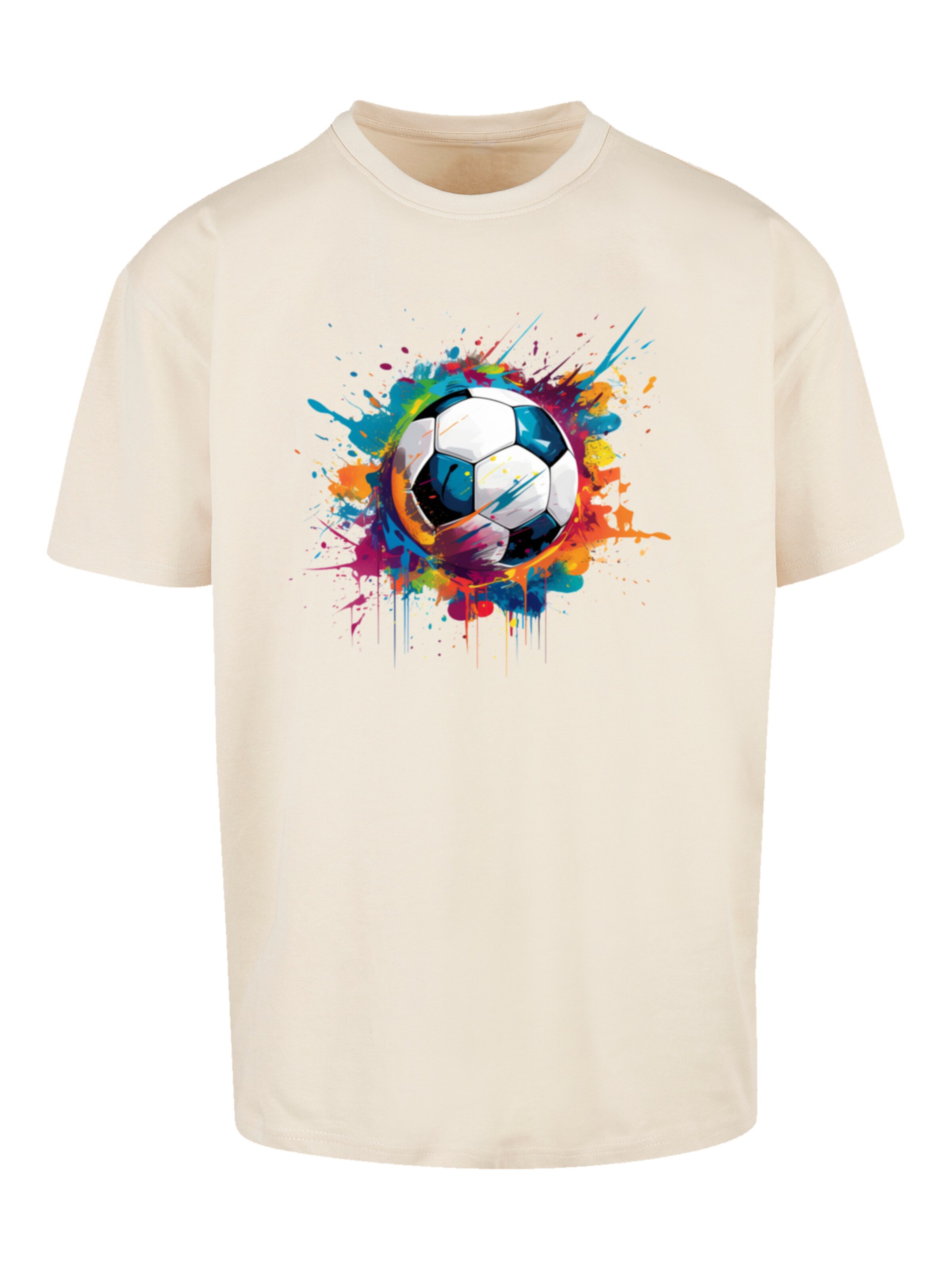 T-Shirt 'Bunte Fußball Grafik' F4NT4STIC en beige : devant