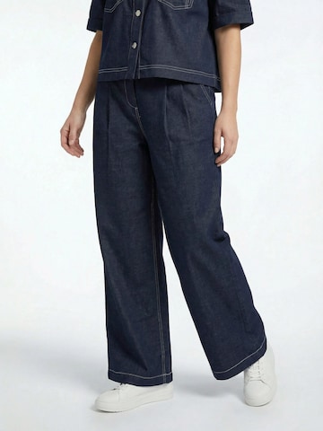 Wide leg Pantaloni cu cute 'Nora' de la Guido Maria Kretschmer Women pe albastru: față