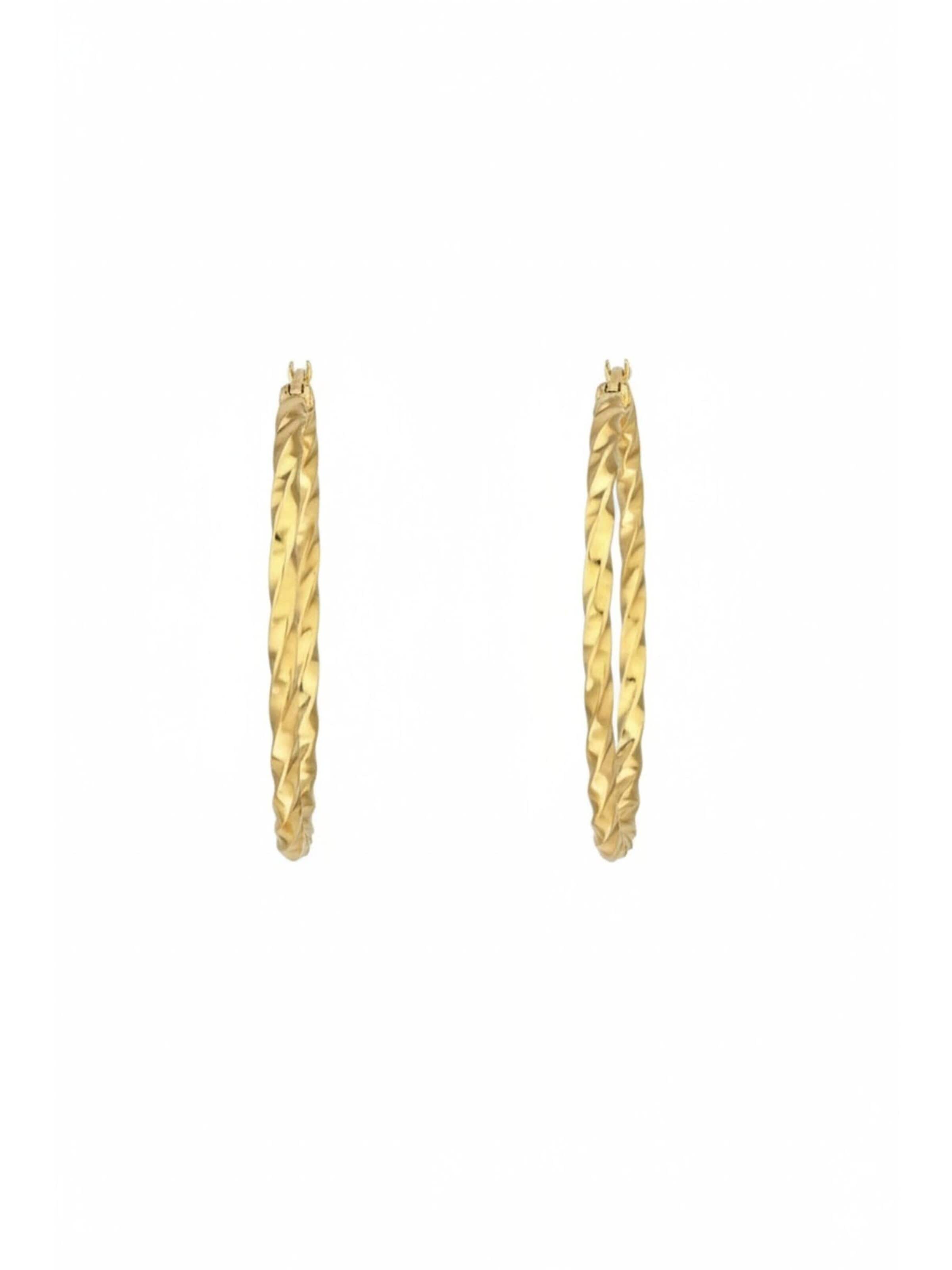Maxte Earrings 'Goldfarbene Gedrehte Edelstahl-Creolen' in Gold: front