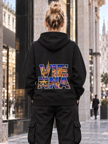 LUNØIR Studio Tréning póló 'Vienna City Lights – Neon' - fekete