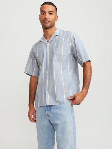 JACK & JONES Comfort fit Button Up Shirt 'CAIN' in Blue: front
