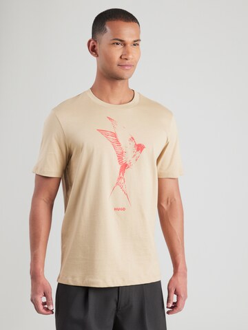 HUGO Tričko 'Duhorse' – béžová: přední strana