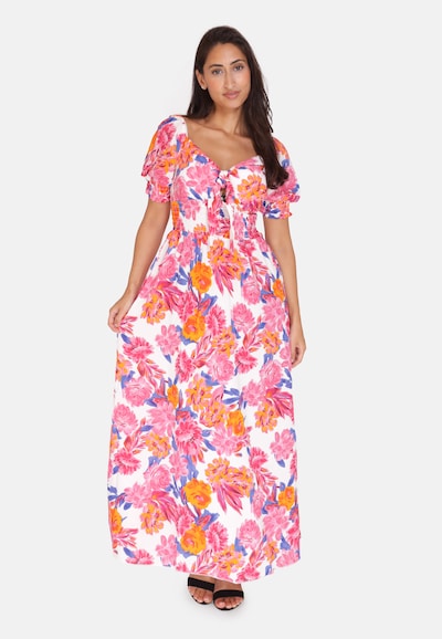 Elara Sommerkleid in 38-40 in blau / orange / hellpink / weiß, Produktansicht