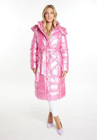 Cappotto invernale di faina in rosa: frontale