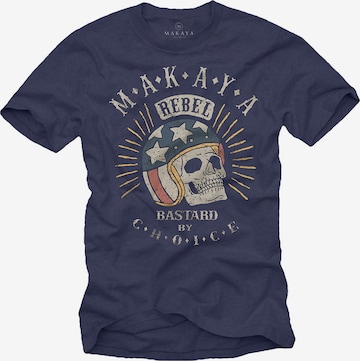 MAKAYA Shirt 'Bastard by Choice' in Blue: front
