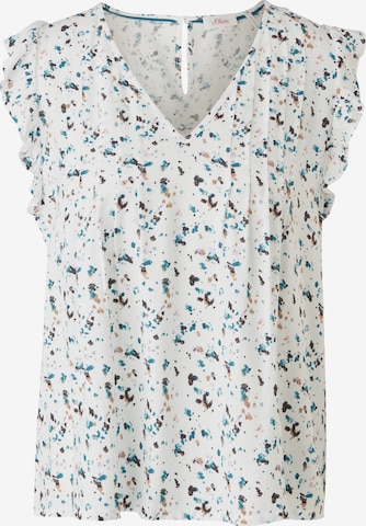 s.Oliver Blouse 'Dobby' in Wit: voorkant