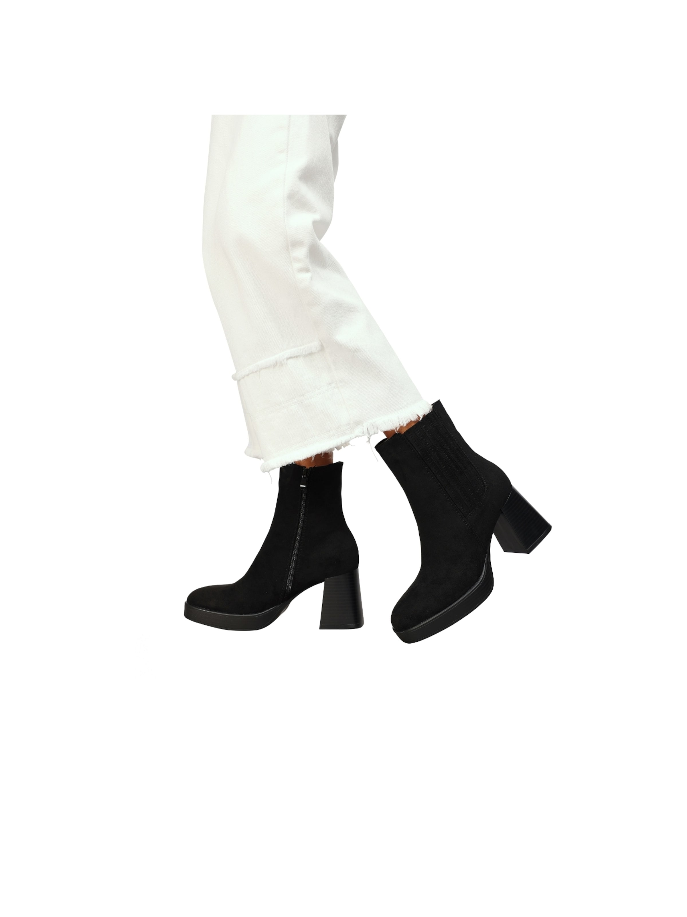 Super Mode Ankle boots 'Stiefeletten mit Zip-Absatz' in Black
