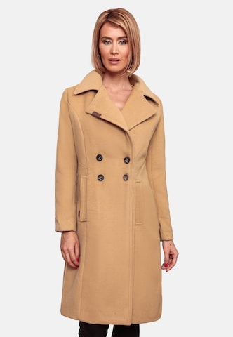 NAVAHOO Between-Seasons Coat 'Wooly' in Beige: front