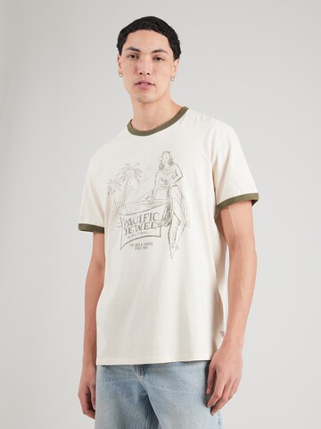 GUESS Shirt 'NO PLAN TO LEAVE' in Beige: front