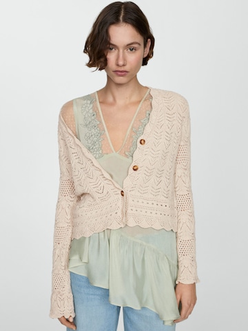 MANGO Knit Cardigan 'SITO' in Beige: front