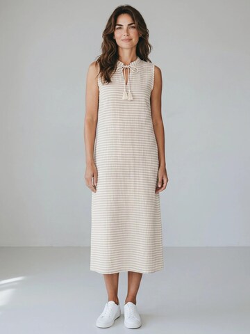 Pink Label Καλοκαιρινό φόρεμα 'BEACHWEAR SAND STRIPE' σε μπεζ: μπροστά