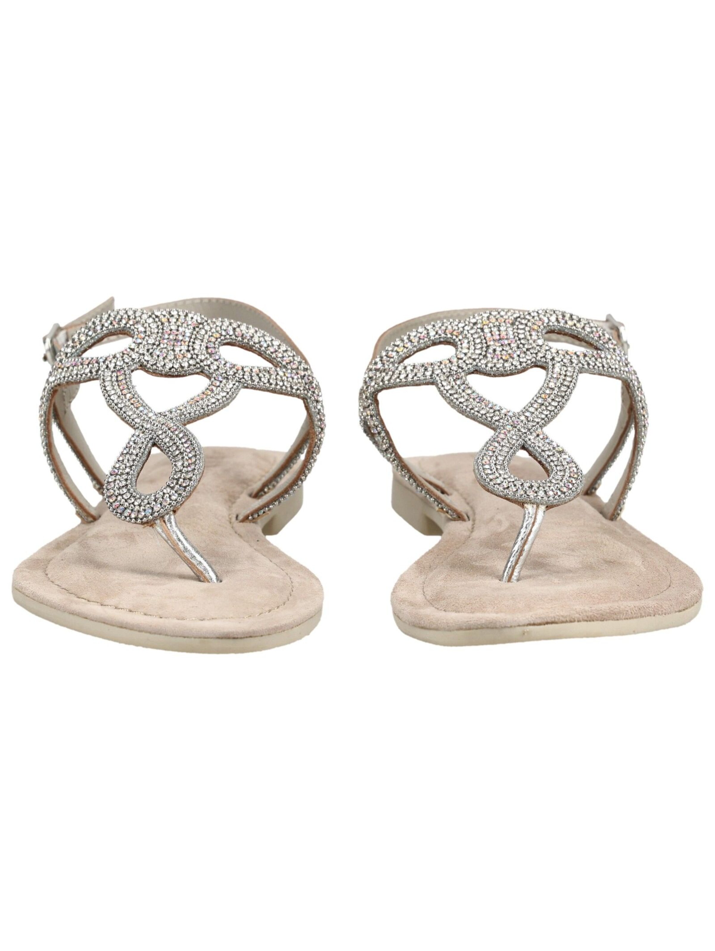 LAZAMANI T-Bar Sandals in Silver