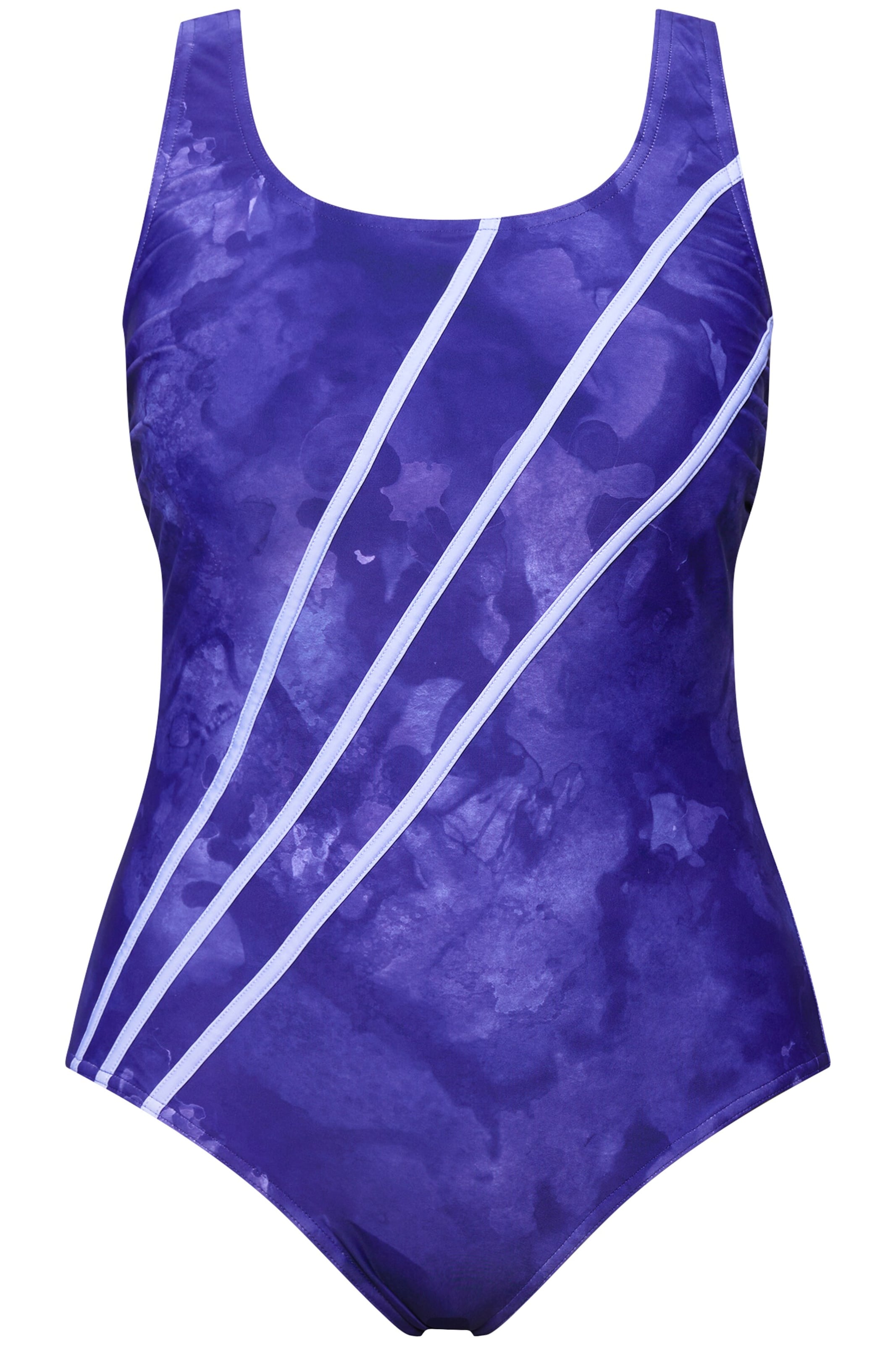 Ulla Popken T-Shirt Badeanzug in Lila: Vorderseite