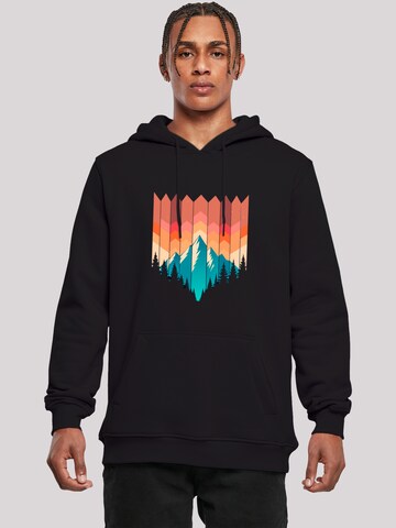 F4NT4STIC Sweatshirt 'Berg Sonnenuntergang' in Schwarz: Vorderseite
