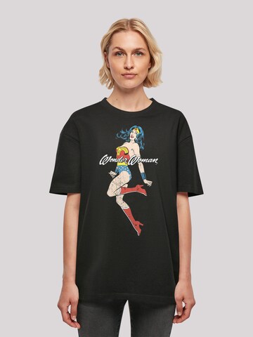 F4NT4STIC Oversized Shirt 'Wonder Woman Jump' in Black: front