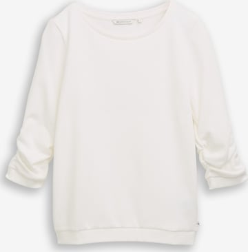 Sweat-shirt TOM TAILOR DENIM en blanc : devant