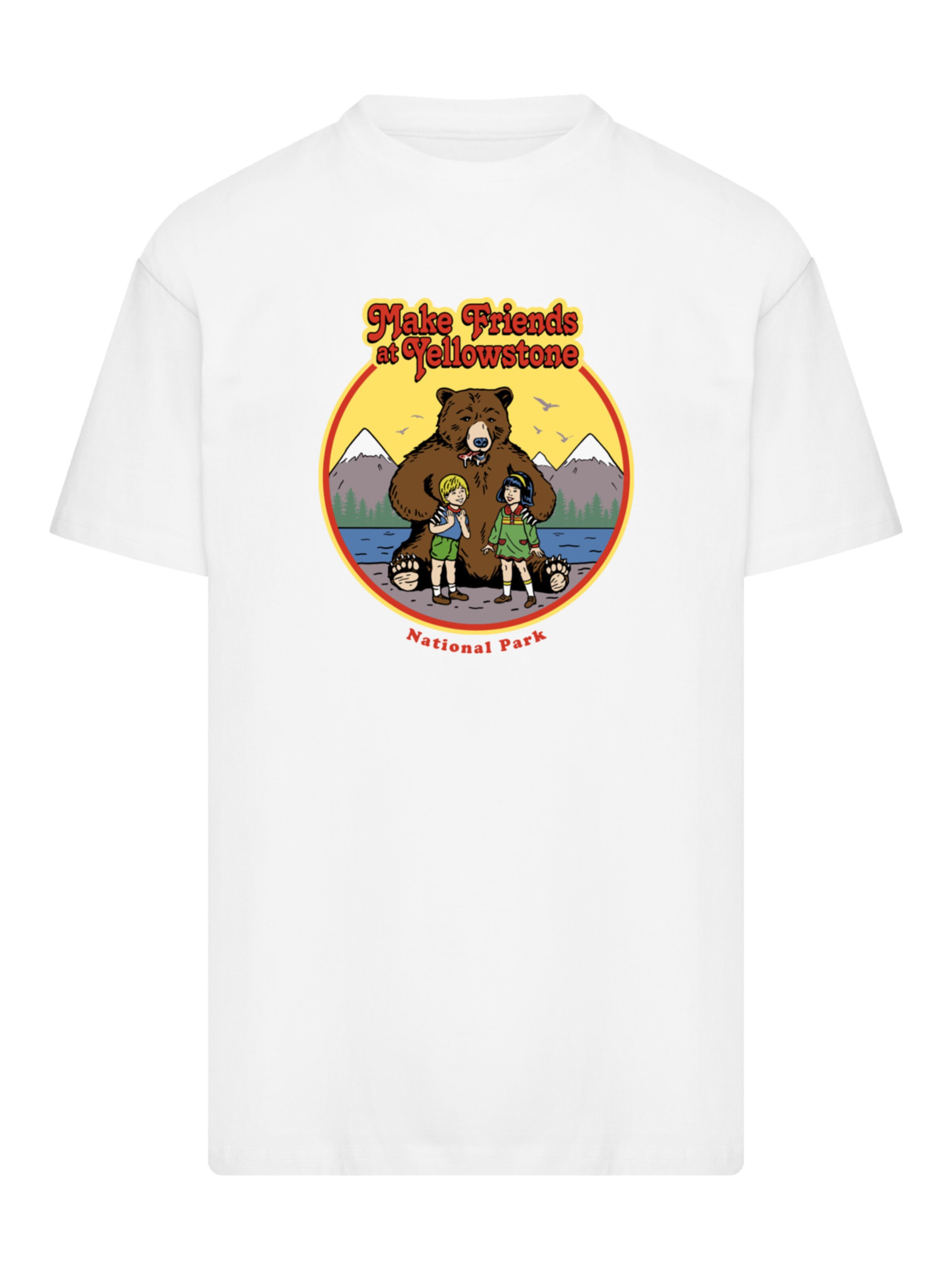 T-Shirt 'US National Parks Make Friends At Yellowstone' F4NT4STIC en blanc : devant