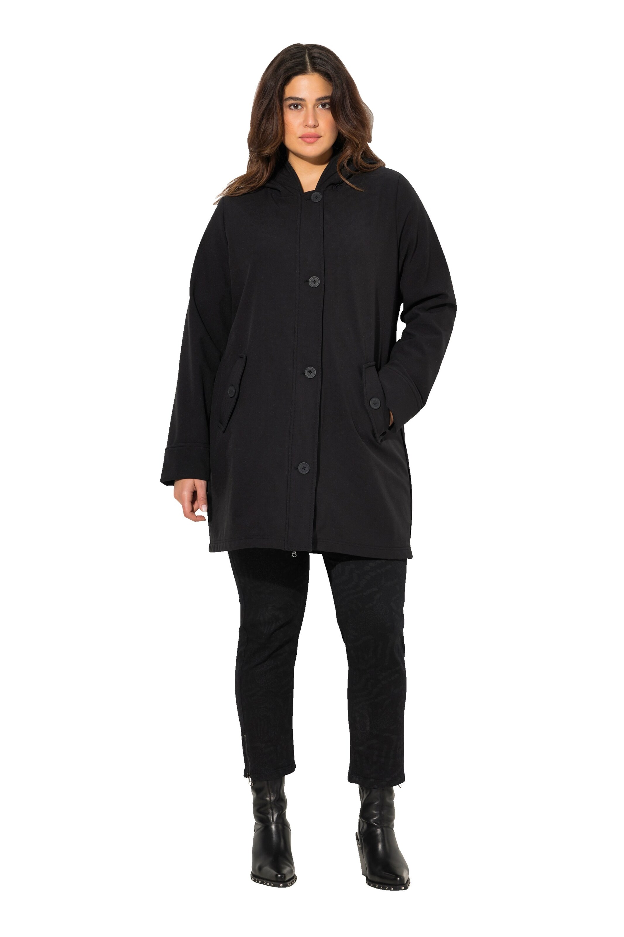 Ulla Popken Tussenmantel in Zwart