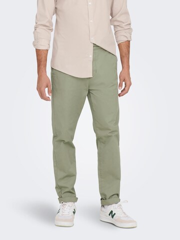 Only & Sons Regular Chino 'Kent' in Groen: voorkant