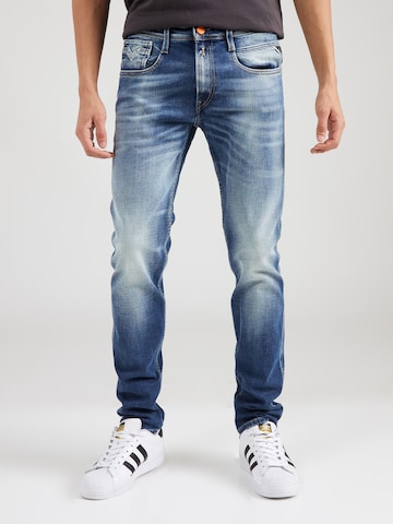 REPLAY Slimfit Jeans 'ANBASS' in Blauw: voorkant