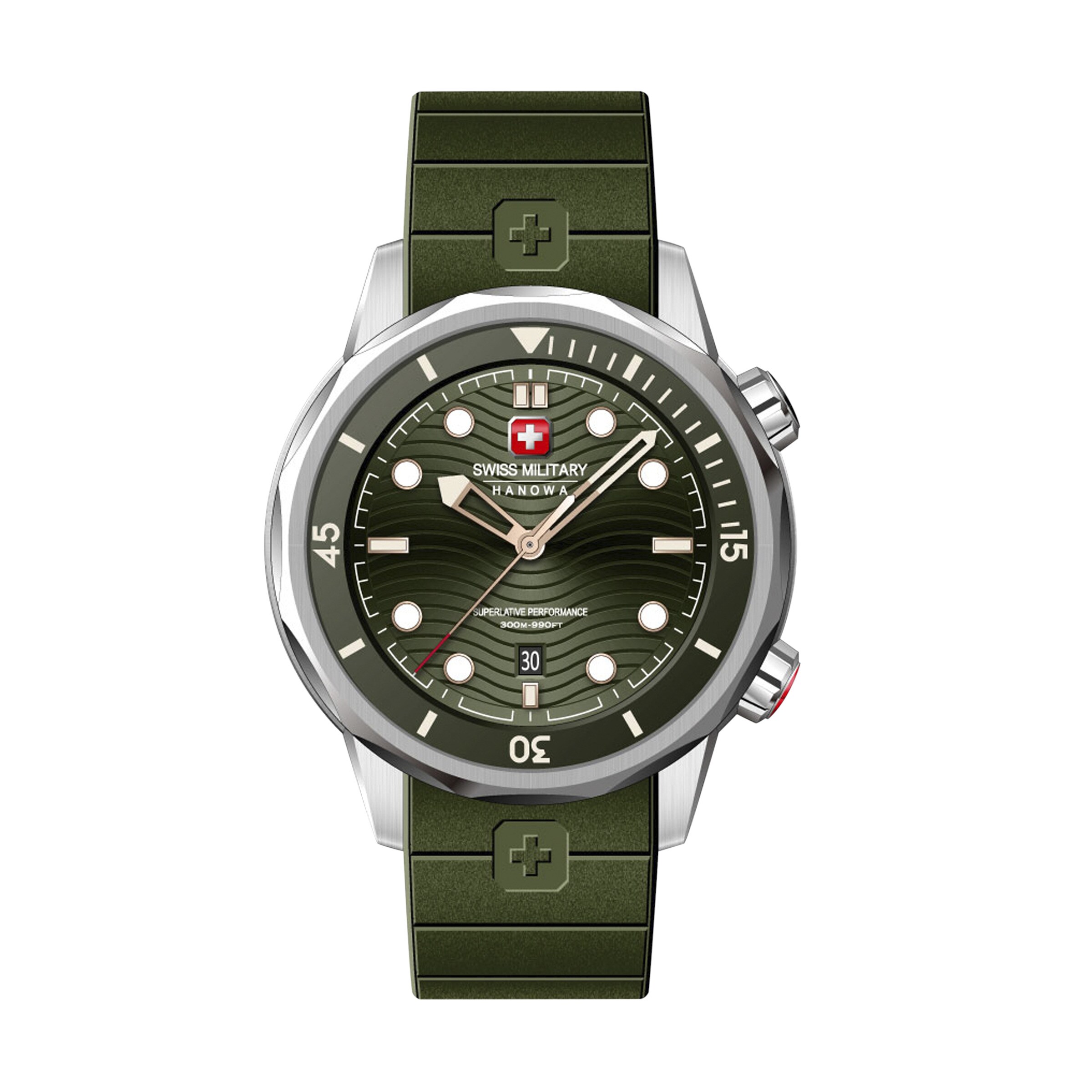 SWISS MILITARY HANOWA Analog watch 'Breakwater' in Green: front