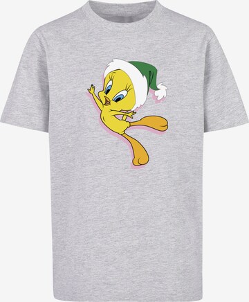ABSOLUTE CULT Shirt 'Looney Tunes - Tweety Christmas Hat' in Grey: front