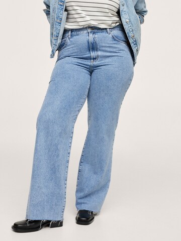 MANGO Wide leg Jeans 'NORA' in Blauw: voorkant