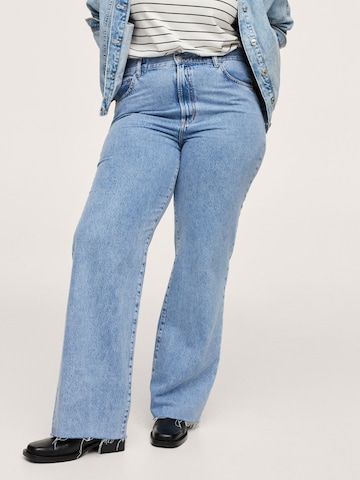 Wide leg Jeans 'NORA' de la MANGO pe albastru: față