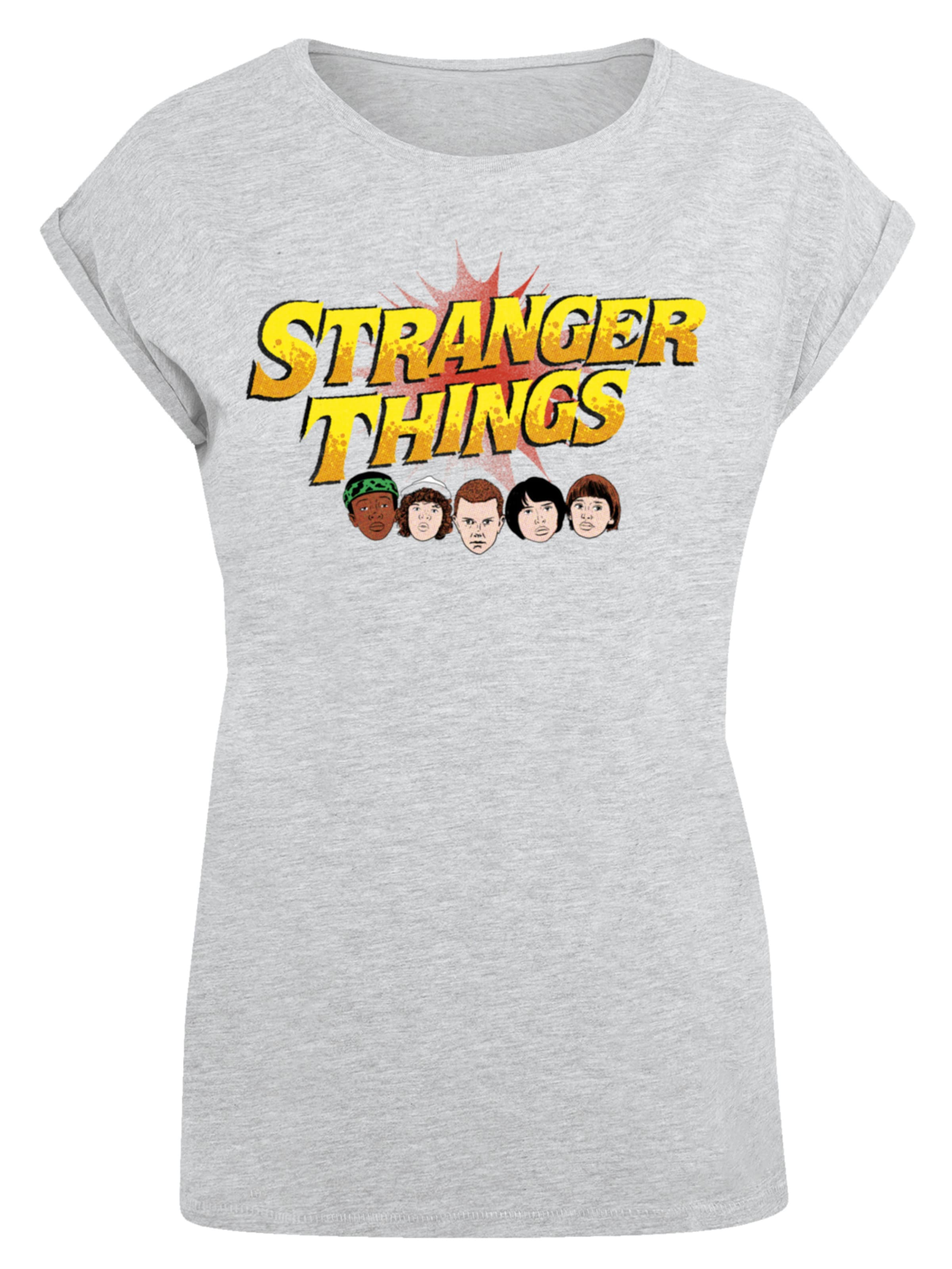 T-shirt 'Stranger Things Comic Heads Netflix TV Series' F4NT4STIC en gris : devant