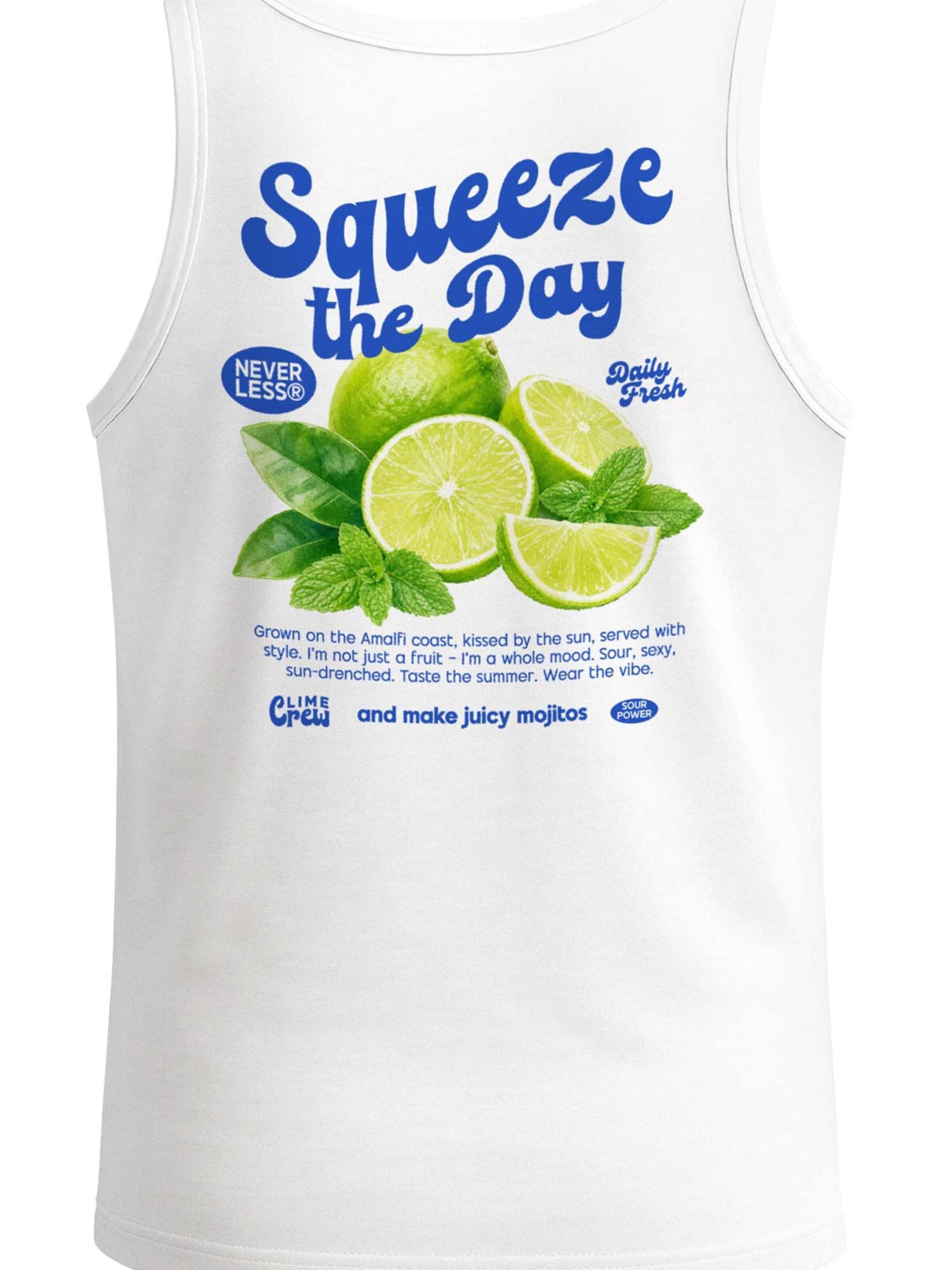 Neverless Shirt 'Squeeze the Day' in White: front