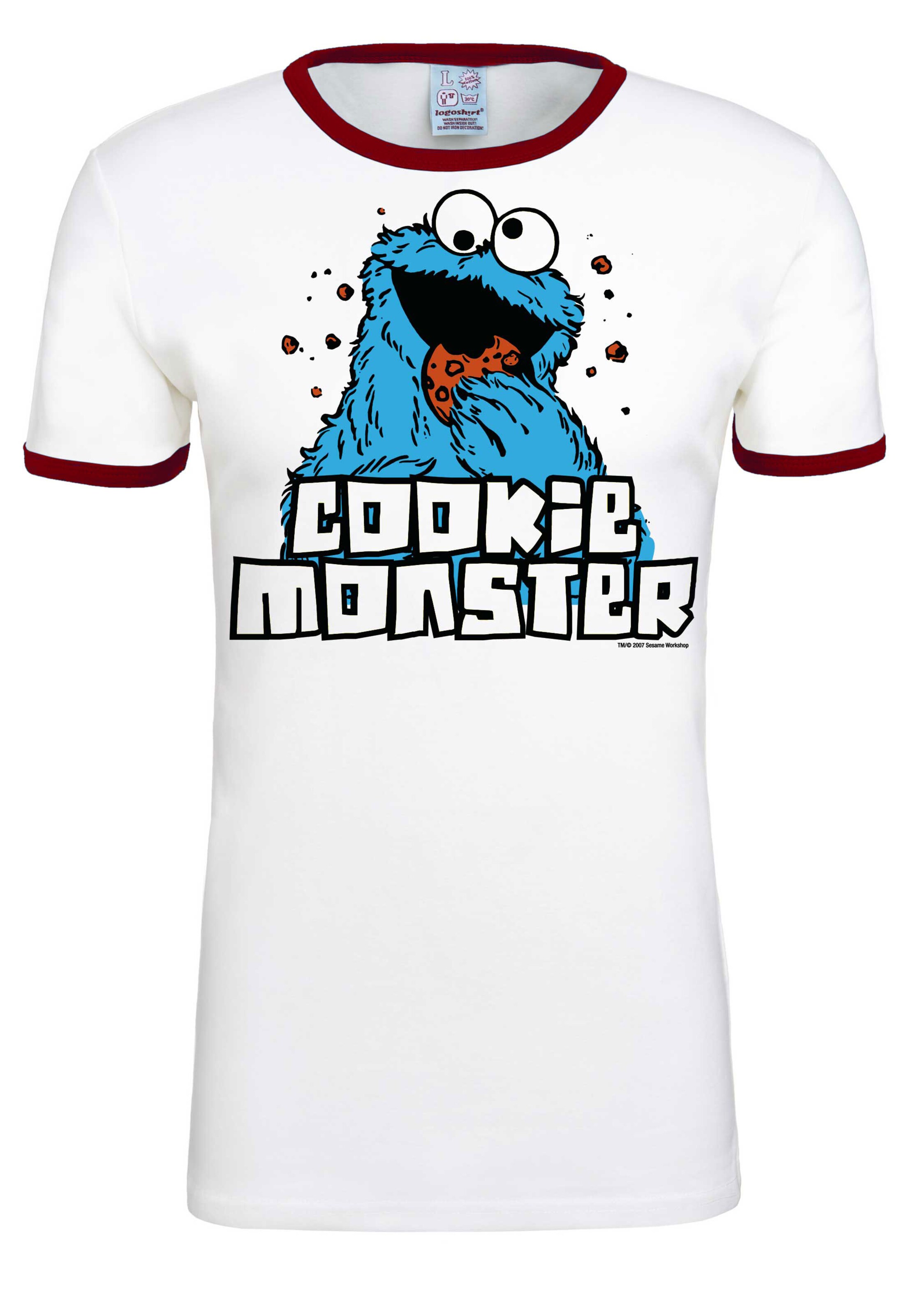 LOGOSHIRT Shirt 'Krümelmonster' in White: front