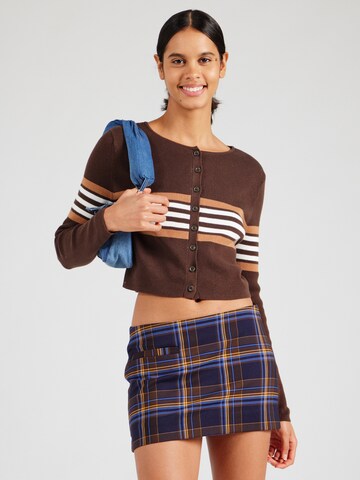 Monki Knit cardigan in Brown: front