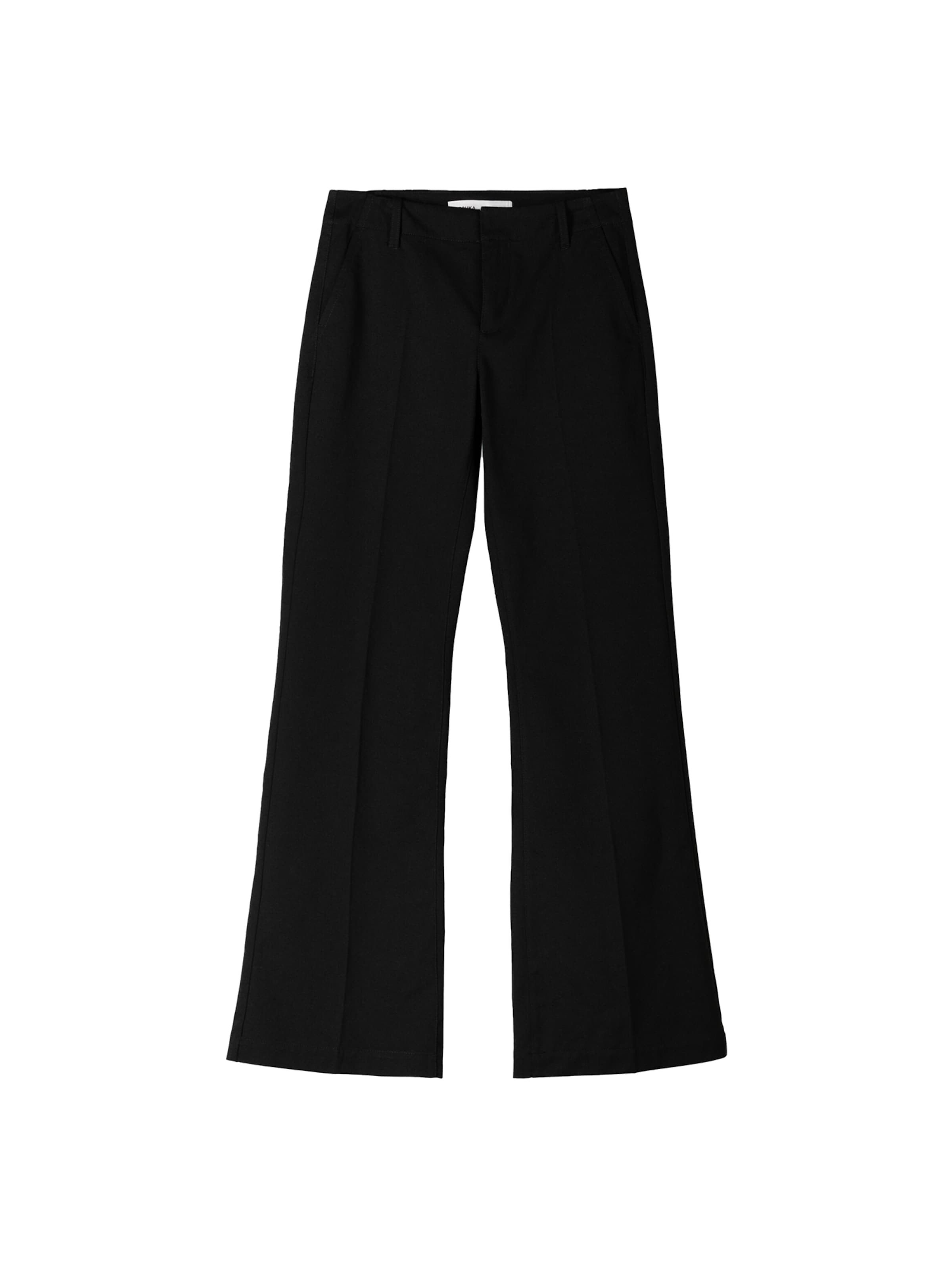 Bershka Trousers with creases in Black: front