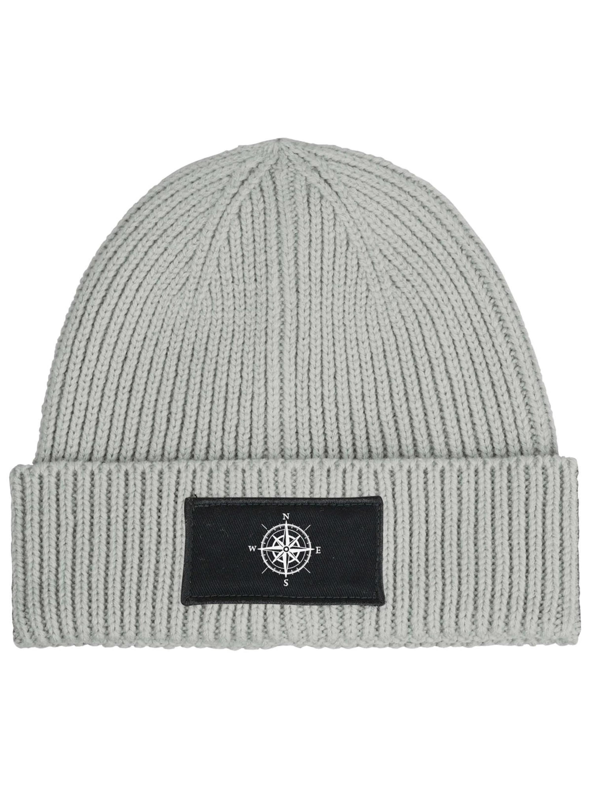Neverless Beanie 'Kompass' in Grey: front