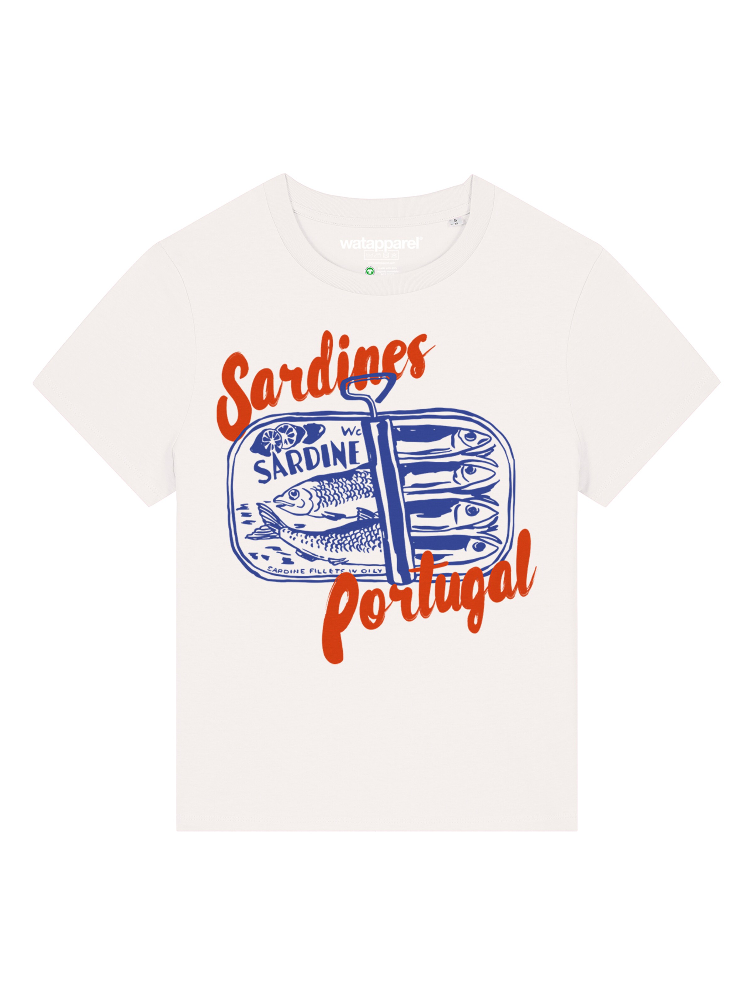 Watapparel Shirt 'Sardines Portugal' in Wit: voorkant