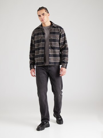 Abercrombie & Fitch Regular Fit Flannelhemd in Schwarz