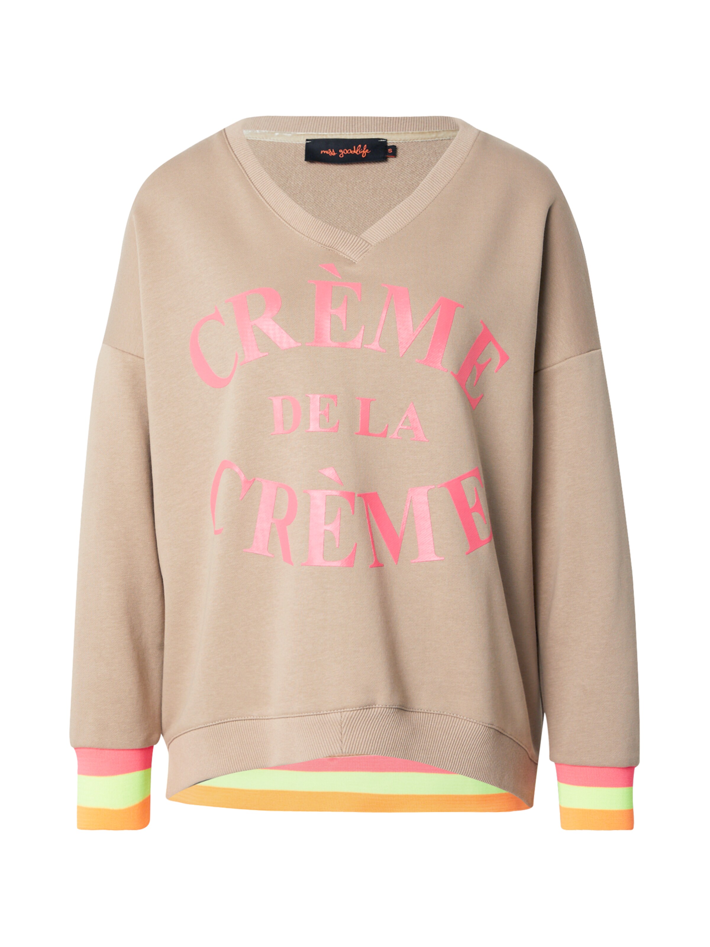 miss goodlife Sweatshirt 'Creme de la Creme' in cappuccino / pink, Produktansicht