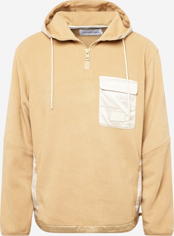 Sweat-shirt Calvin Klein Jeans en beige : devant