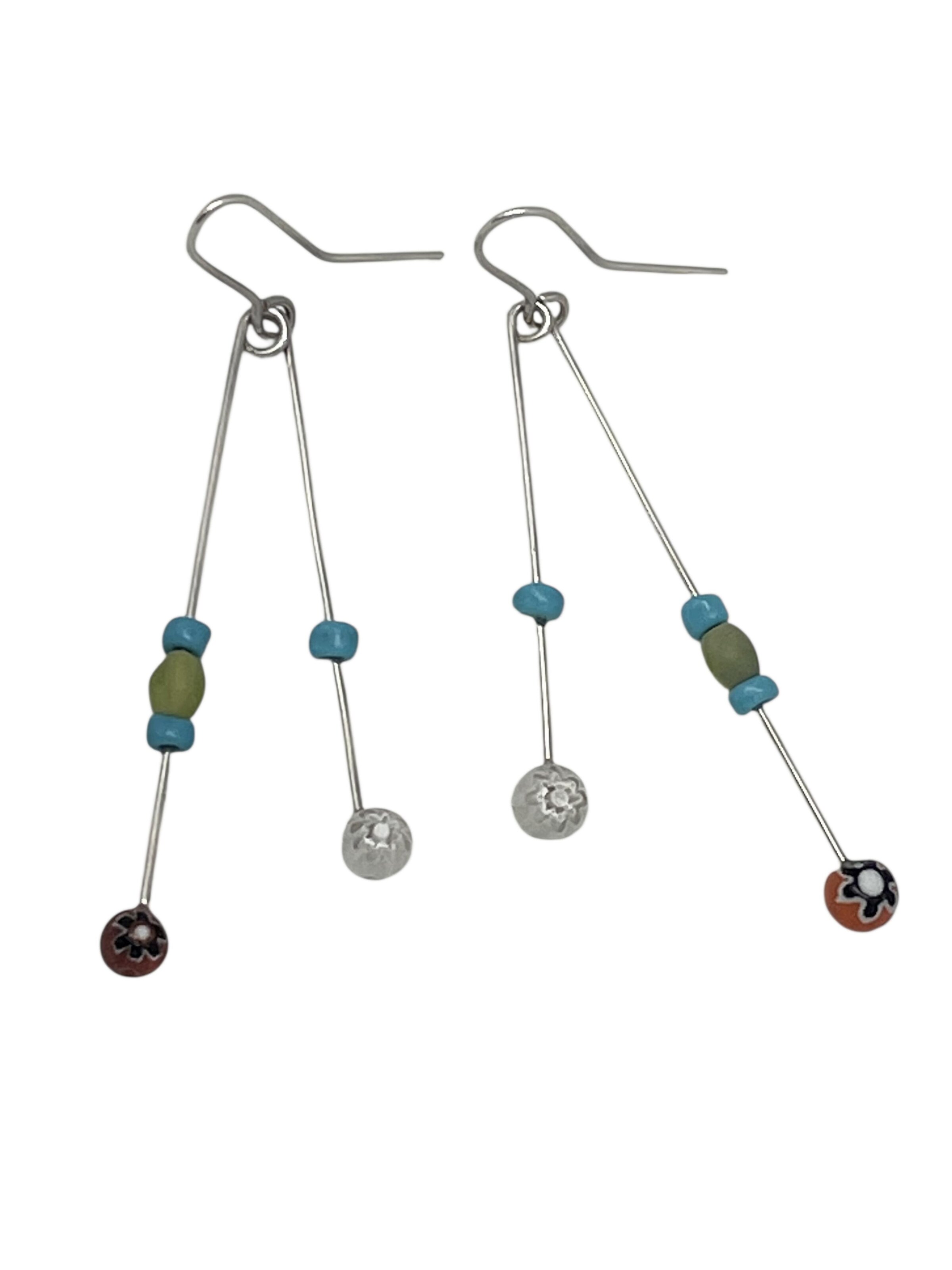 Plata Única Earrings 'Multicolored swing pendant in 925 silver and crystal. One size fits all.' in Silver