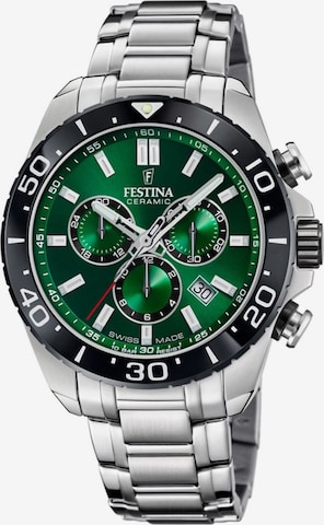FESTINA Analogové hodinky 'Chronograph Chrono Swiss Made' – zelená: přední strana
