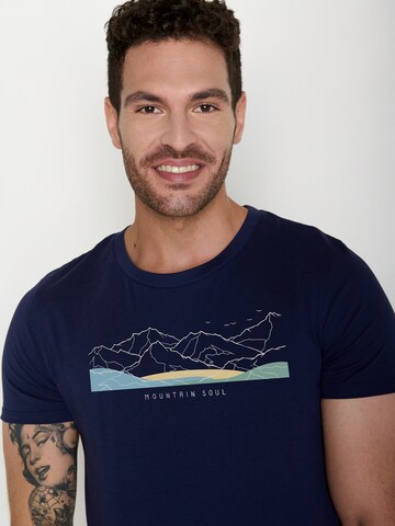 GREENBOMB Shirt 'Guide Mountain Soul' in Blue