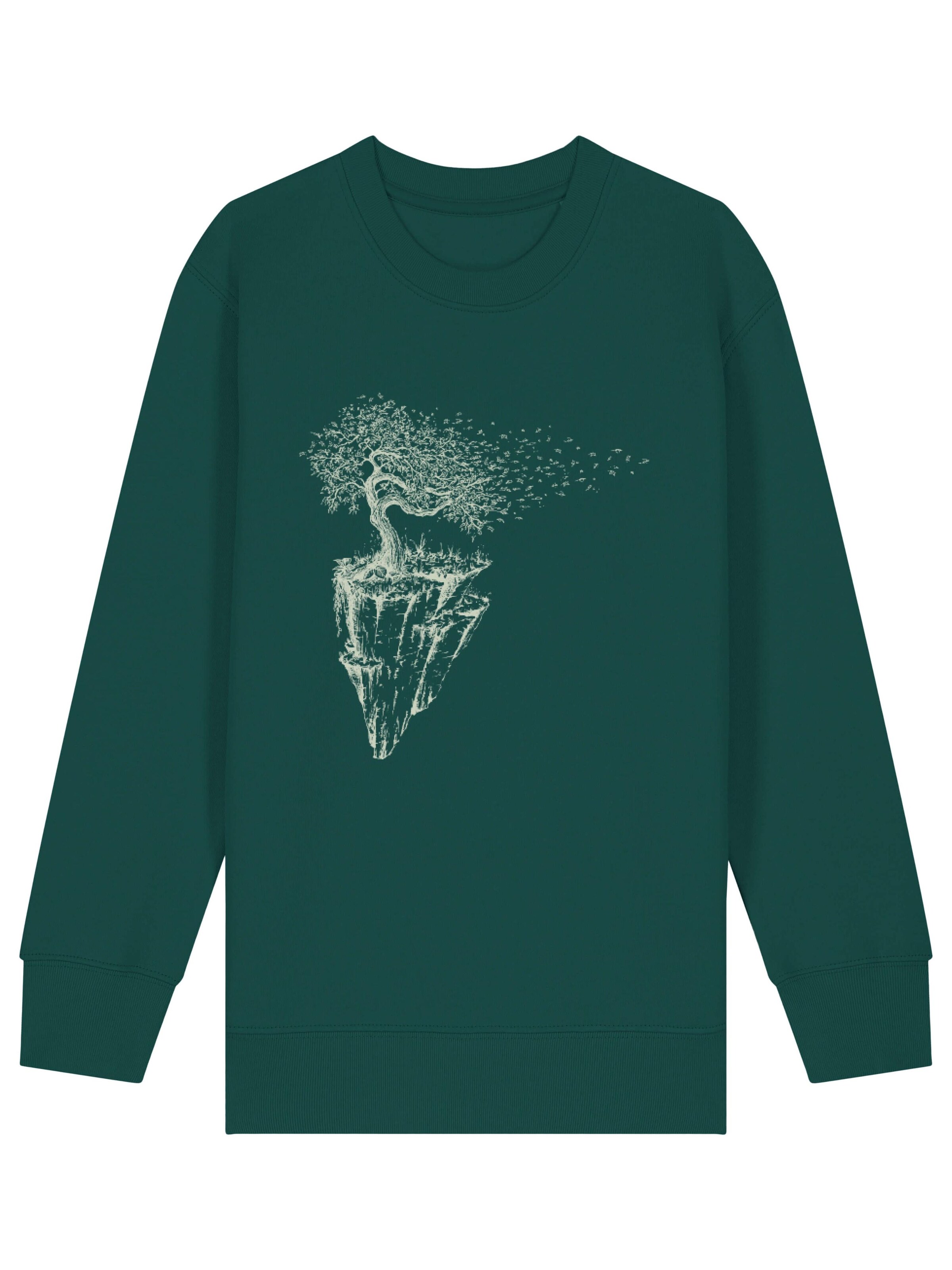 Life-Tree Sweatshirt 'Organic Fairwear Sweater Kids Unisex Maple Island' in Green: front