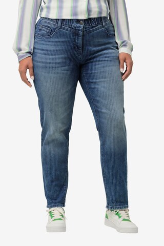 Ulla Popken Slimfit Jeans in Blauw: voorkant