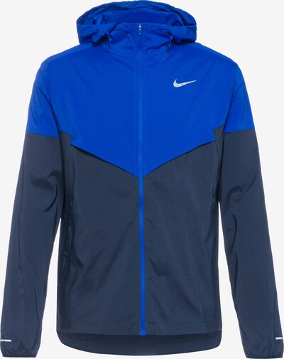 NIKE Veste de sport 'Windrunner' en bleu / bleu foncé / blanc, Vue avec produit