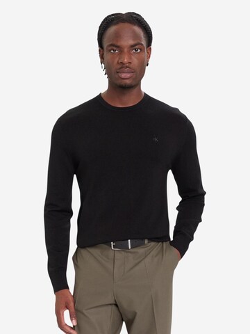 Calvin Klein Trui 'LS MERINO CREW LV04LB305G' in Zwart: voorkant